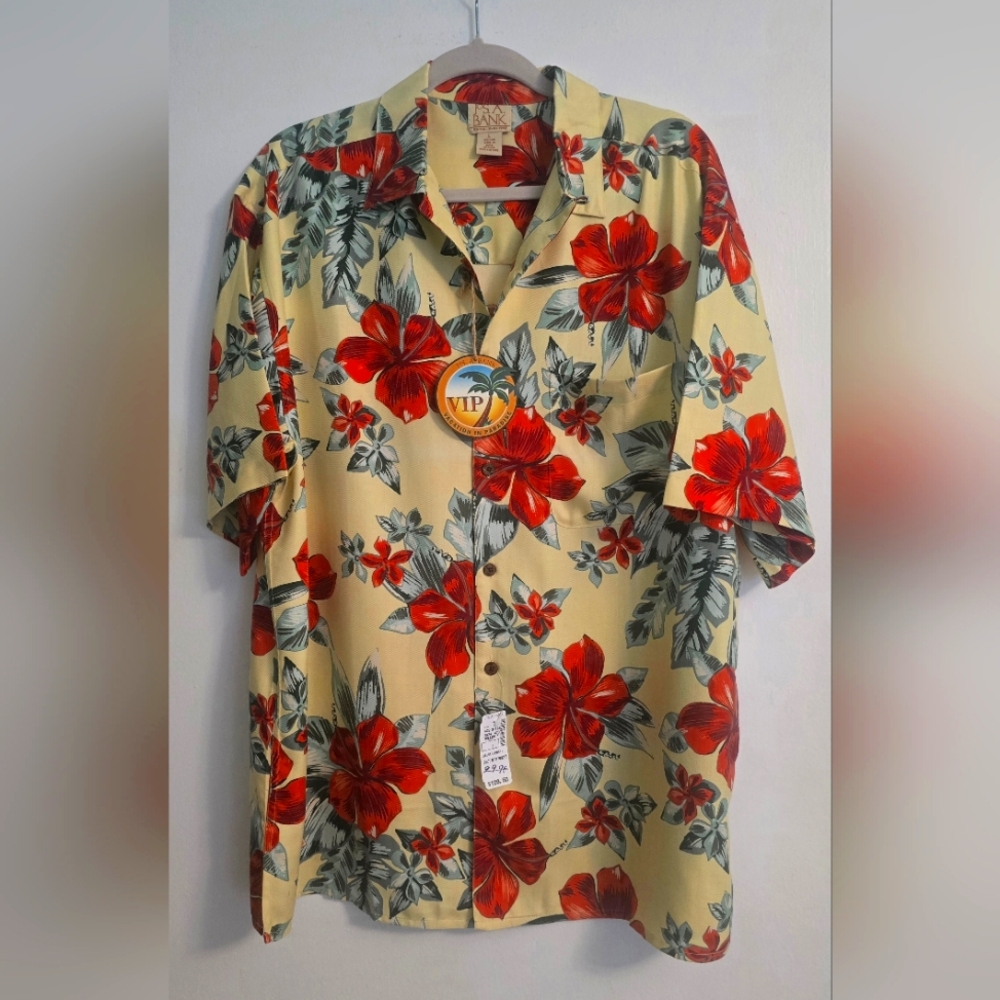 100% Silk Hawaiian / Cuban Print Shirt size L